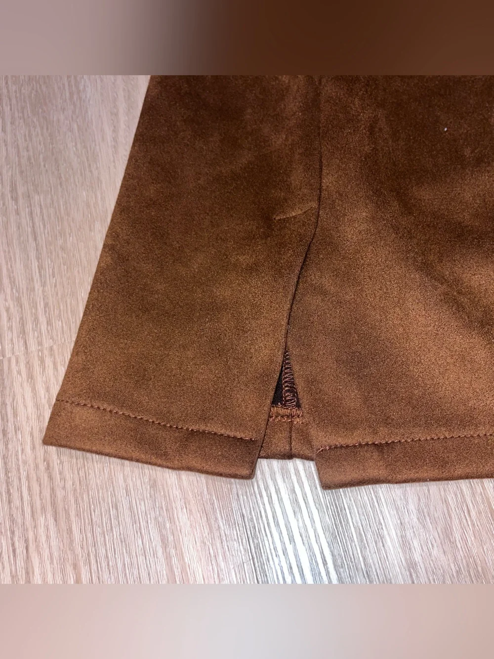 Brown Suede A-Line Mini Skirt